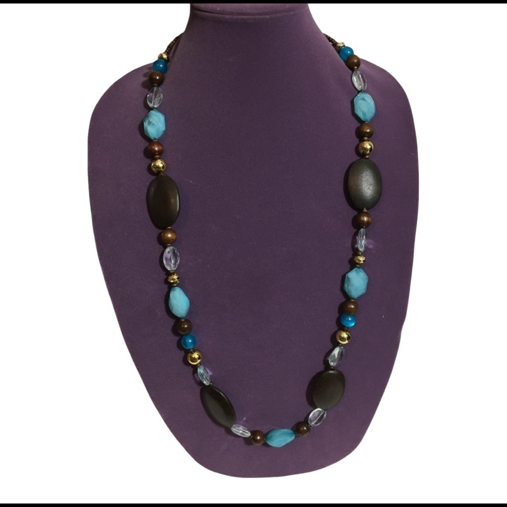 Charming Charlie Blue and brown long necklace